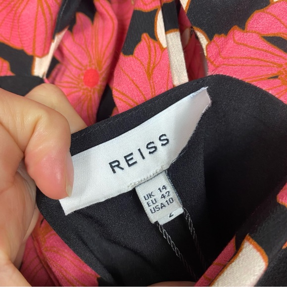 Reiss Andi Coral Graphic Floral Size 10 Square Neck Mini Dress - Picture 7 of 9